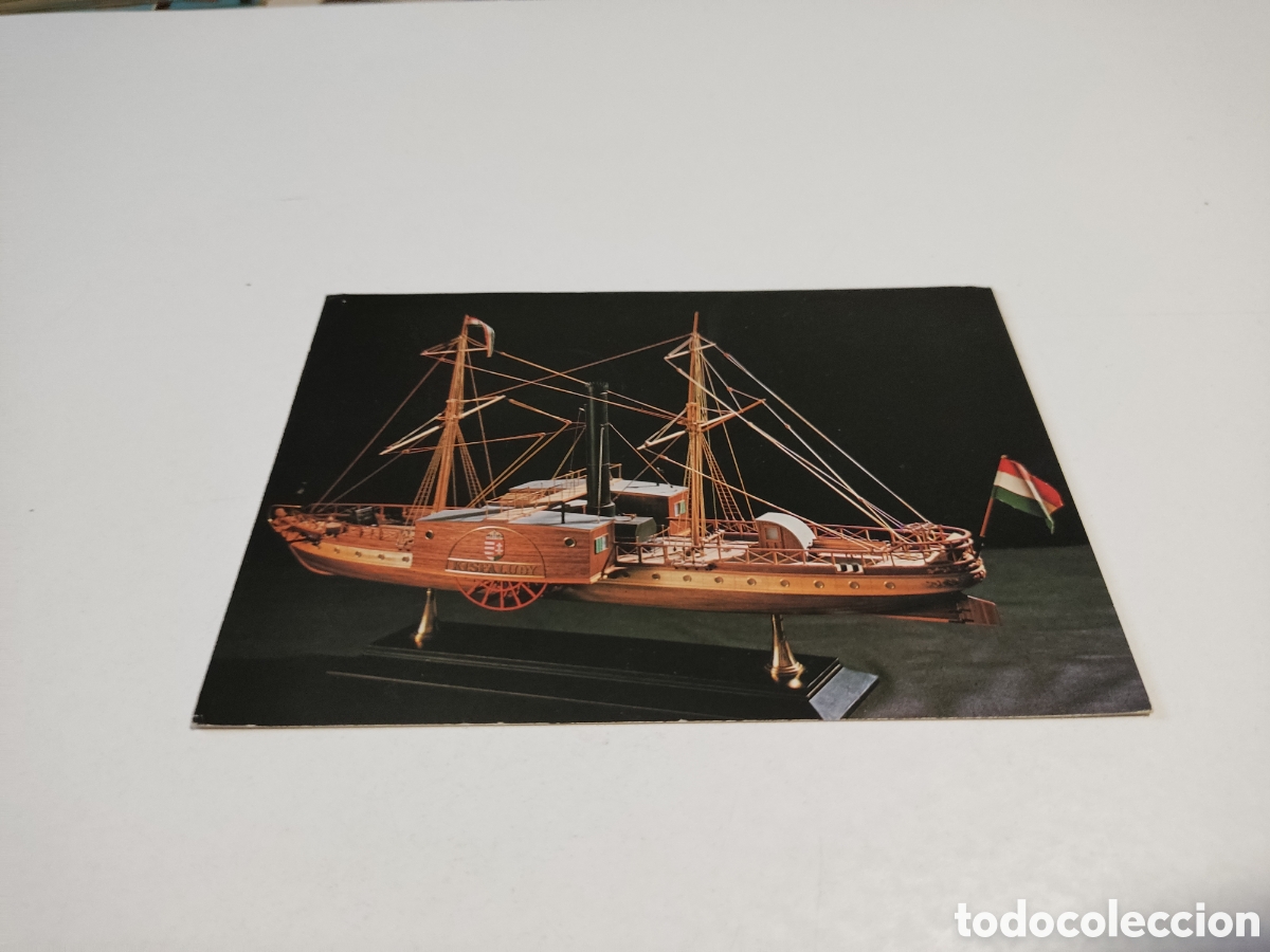 Postales: Postal Hungr&iacute;a maqueta barco a vapor, sellos zepel&iacute;n