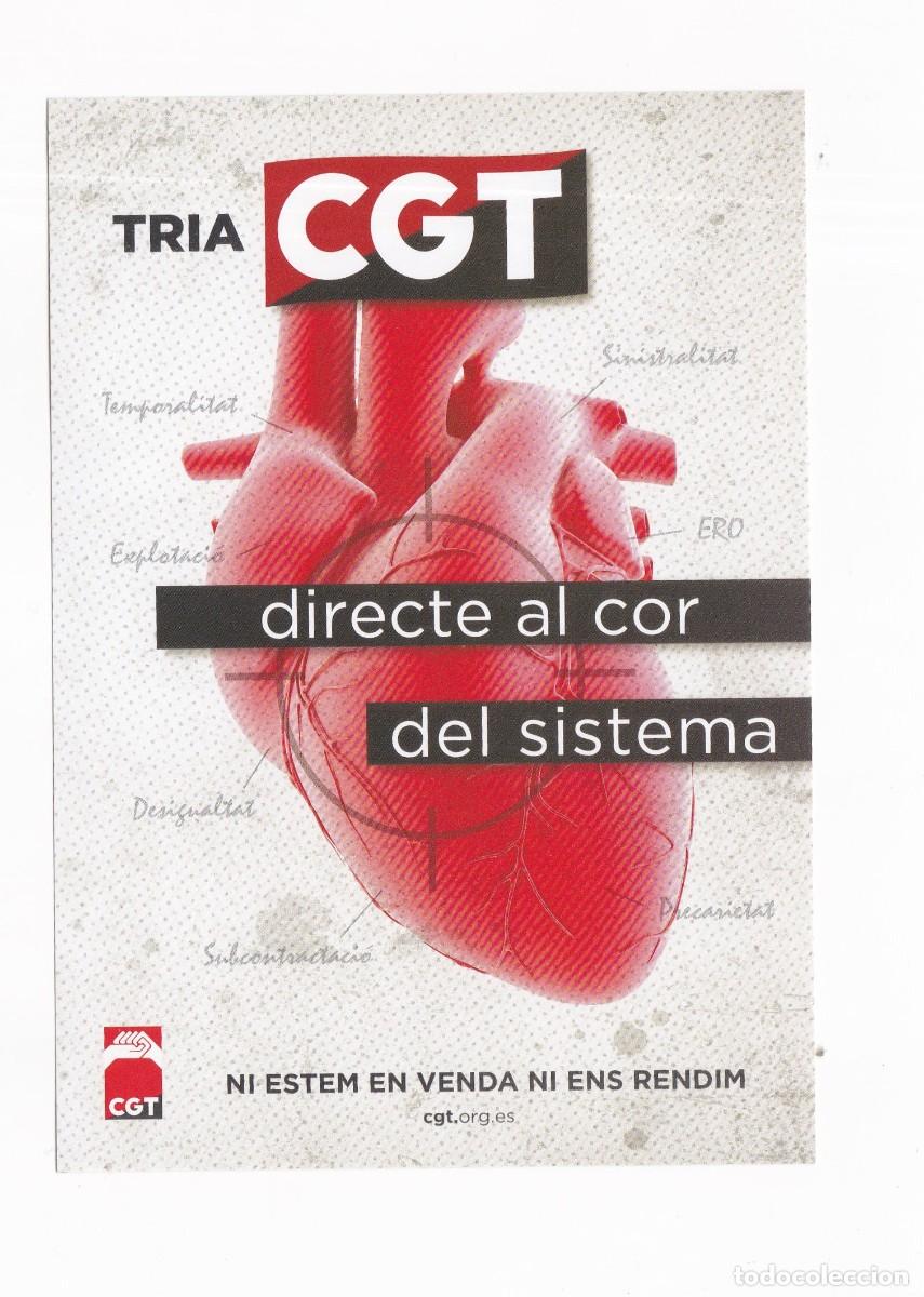 Postales: PEGATINA POLITICA DIRECTE AL COR DEL SISTEMA ( CGT )
