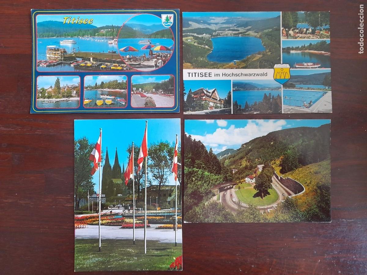 Postales: Una postal lago Titisee, Selva Negra, estado Federado Baden-W&uuml;rttemberg Alemania 4 tarjetas a elegir