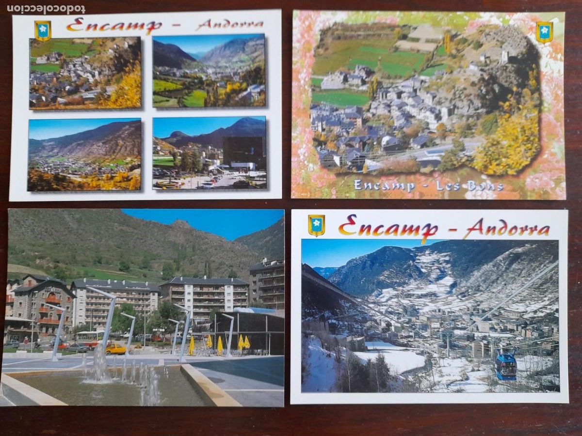 Postais: Una postal vistas de Encamp Les Bons, plaza Arinsols, funicamp, valls d&acute;Andorra 4 tarjetas a elegir