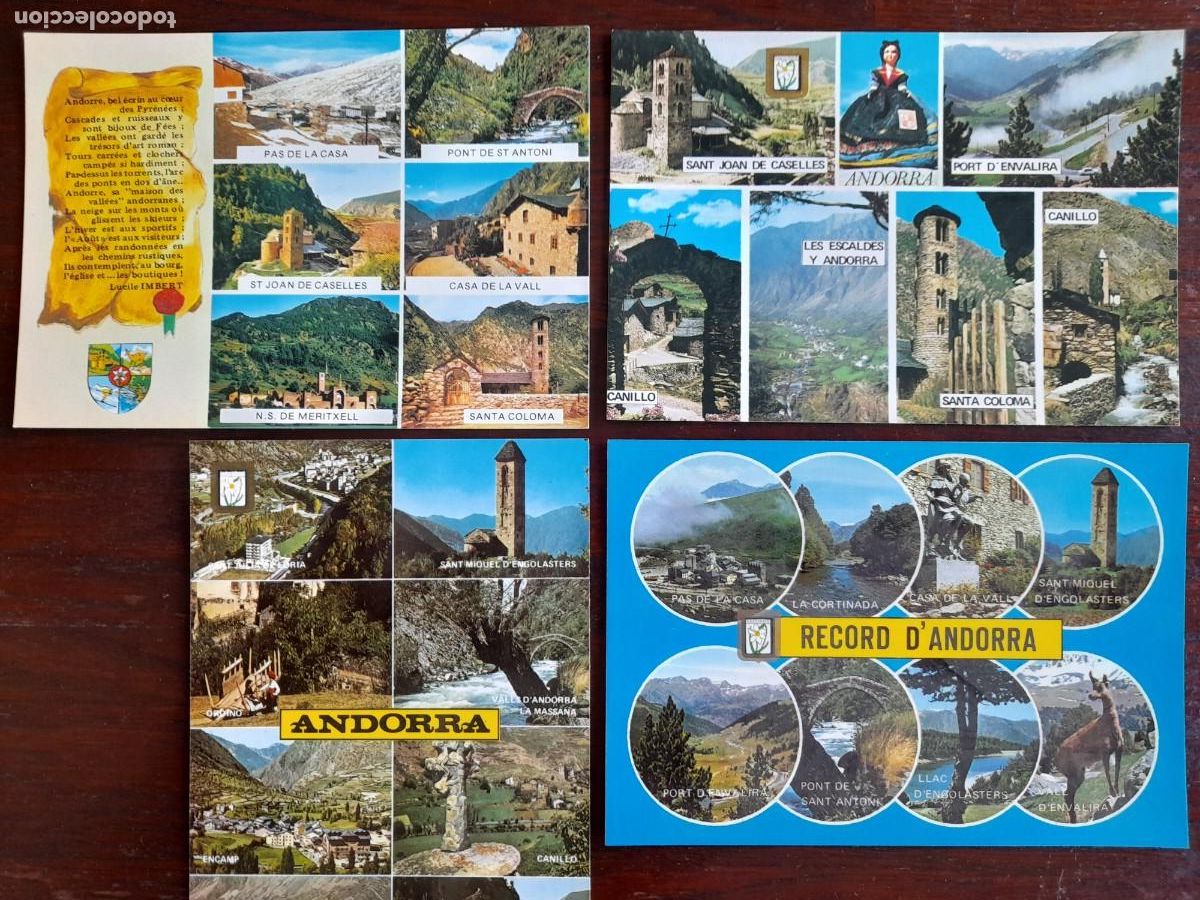 Postales: Una postal vintage inagenes parroquias de les Valls d&acute;Andorra a&ntilde;os 60-70&acute;s 4 tarjetas a elegir