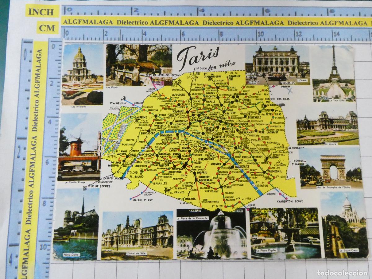 Postales: POSTAL DE FRANCIA. PLANO MAPA MONUMENTOS TUR&Iacute;STICOS DE PARIS. 654
