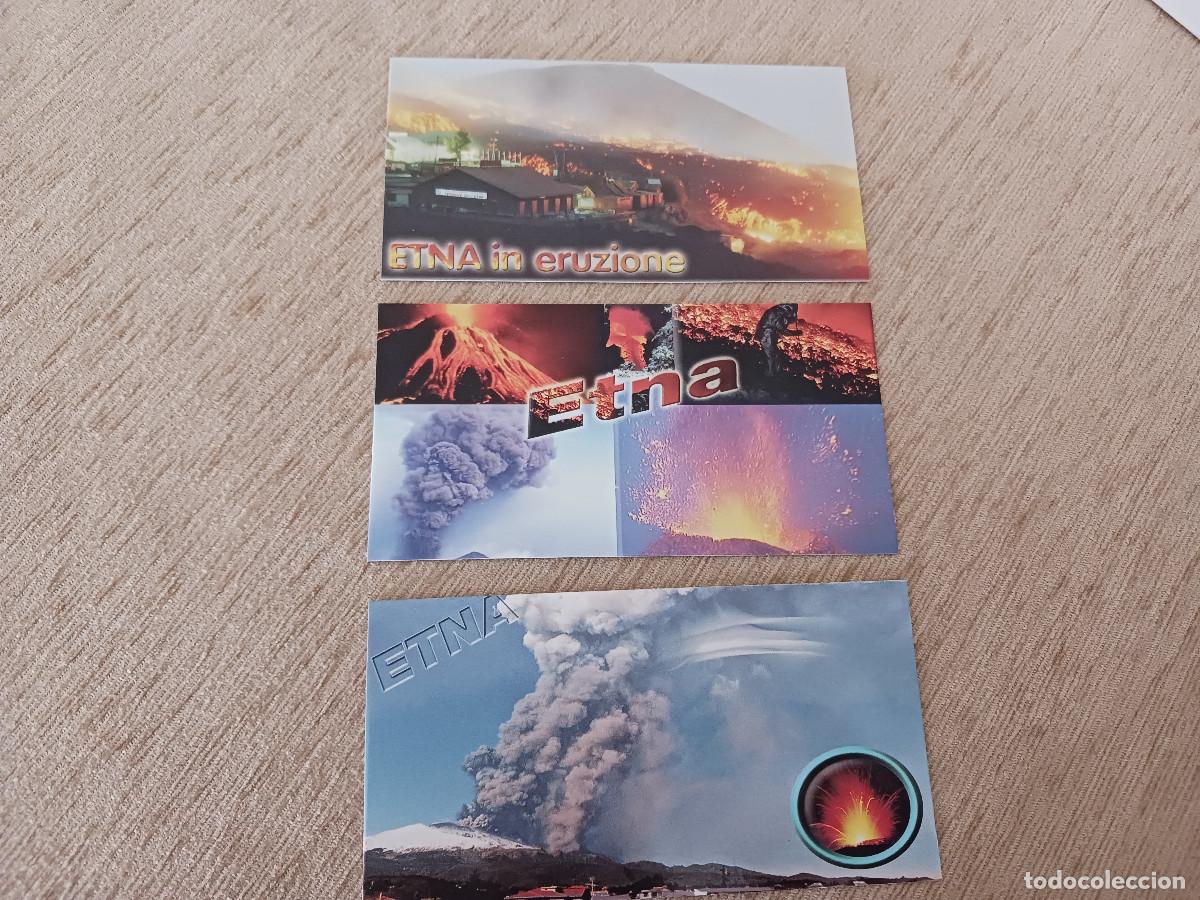 Postales: tres postales erupcion del volcan etna, sicilia