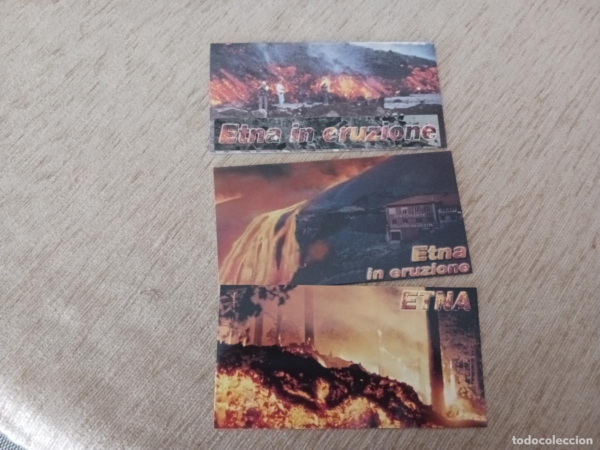 Postales: tres postales erupcion del volcan etna, sicilia