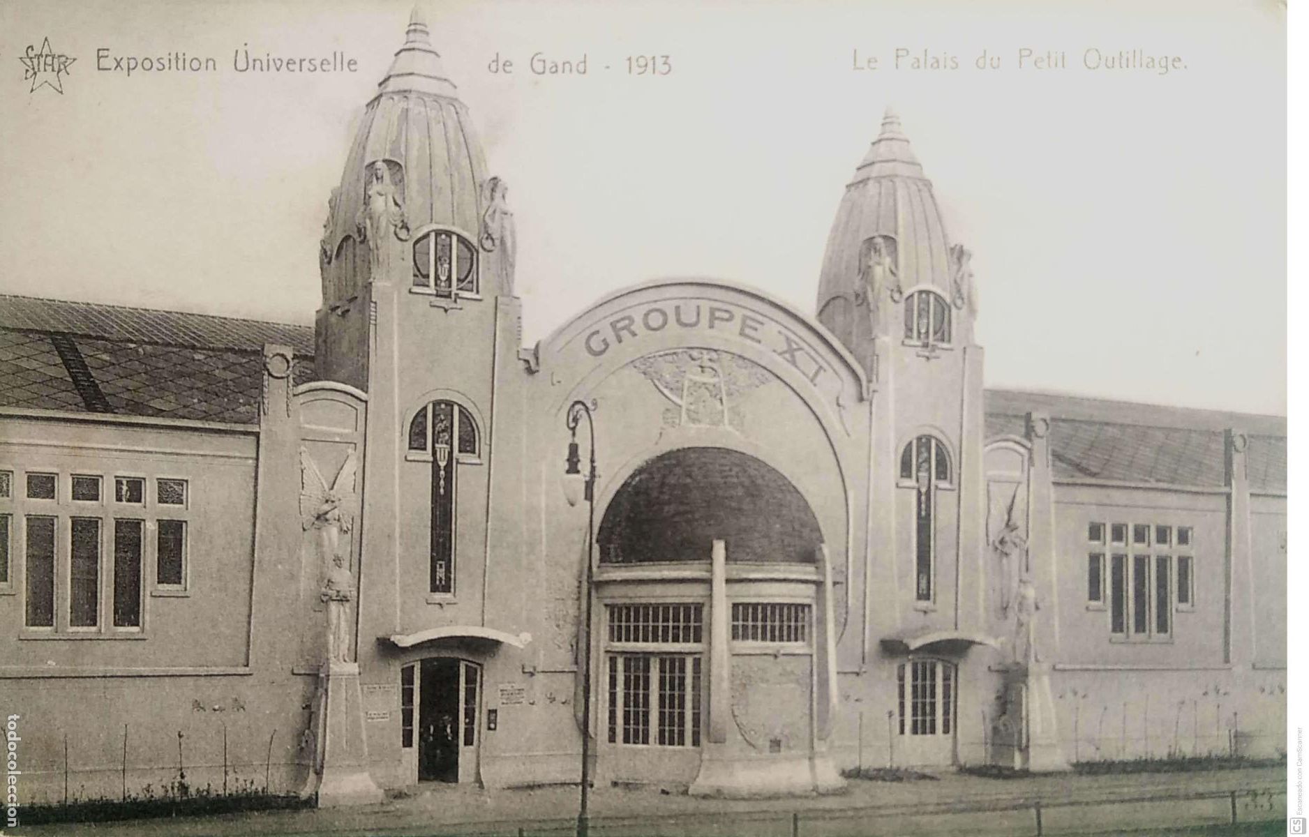 Postkarten: Exposici&oacute;n Universal de Gante 1913. El Palacio del Petit Outillage. Nueva. Blanco/Negro