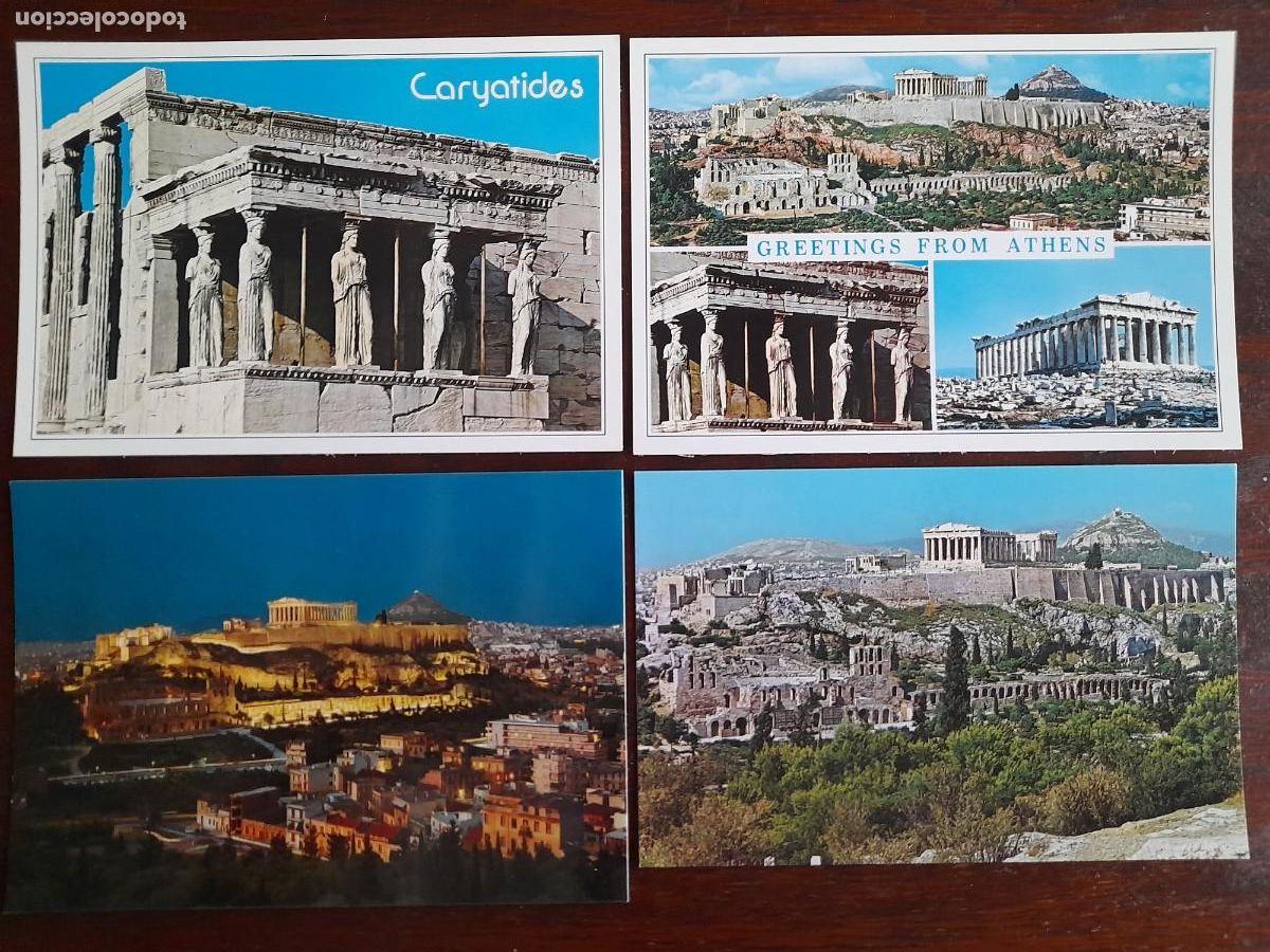 Cartes Postales: Una postal Cariatides erection Atenea Poseidon y Acrocolis partenon y Agora 4 tarjetas a elegir