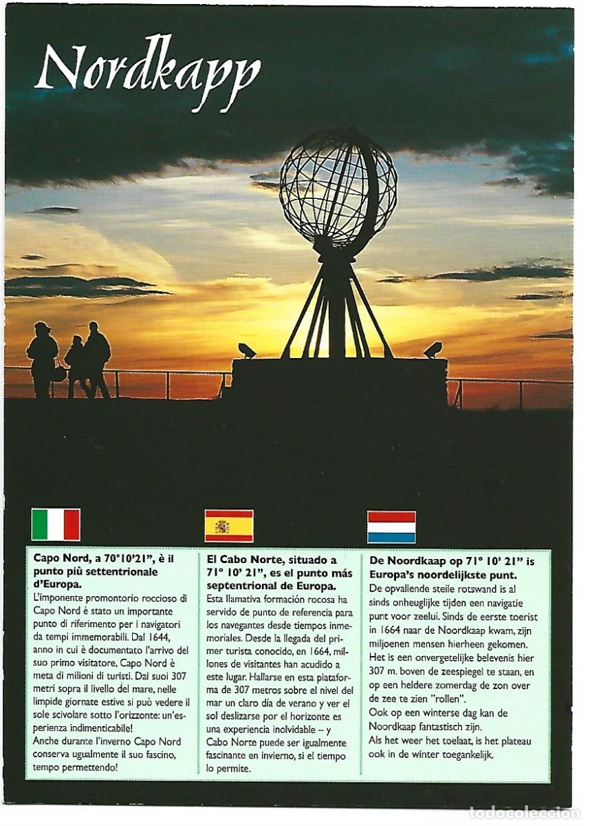 Postales: THE NORTH CAPE MONUMENT AT SUNSET IN SEPTEMBER.- NORWAY
