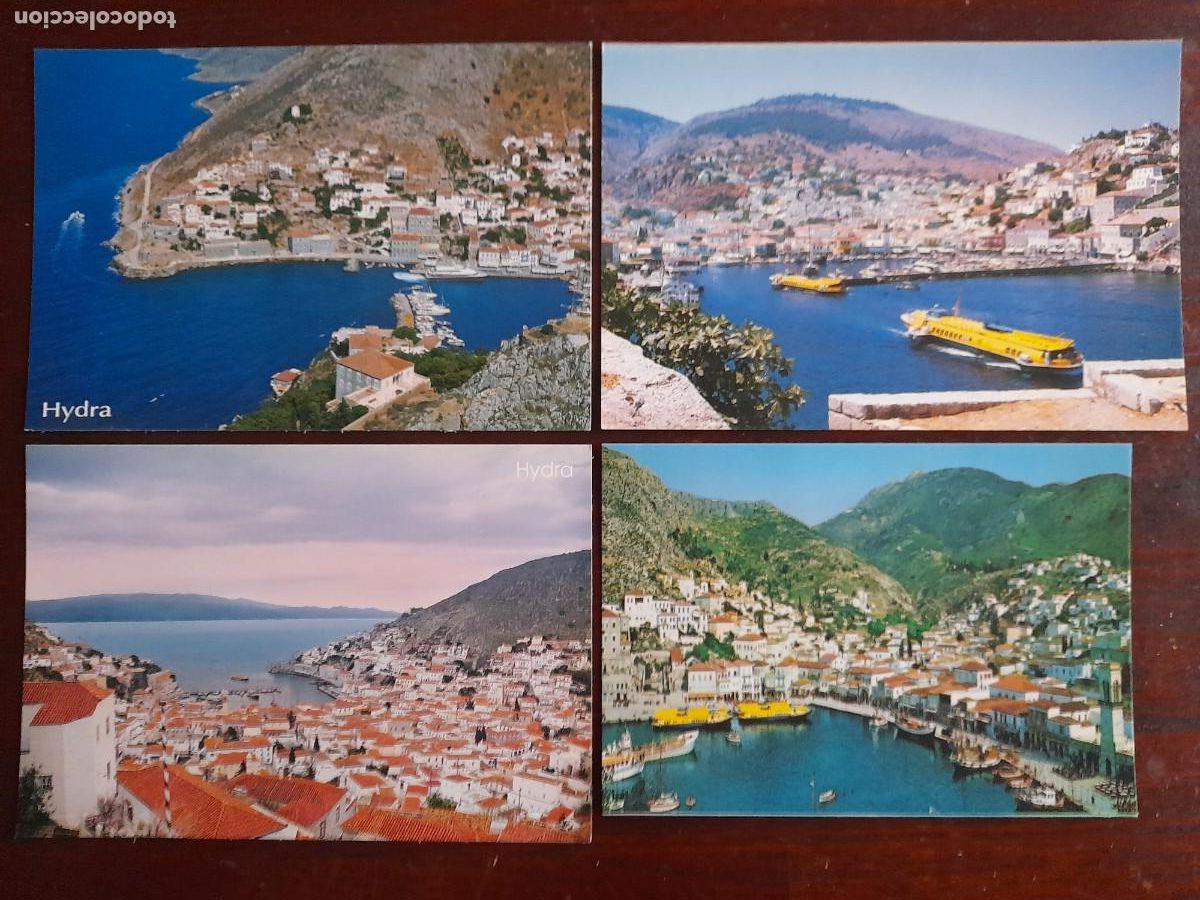 Cartes Postales: Una postal isla de Hidra golfo del Saronico en el mar Egeo en Grecia 4 tarjetas a elegir