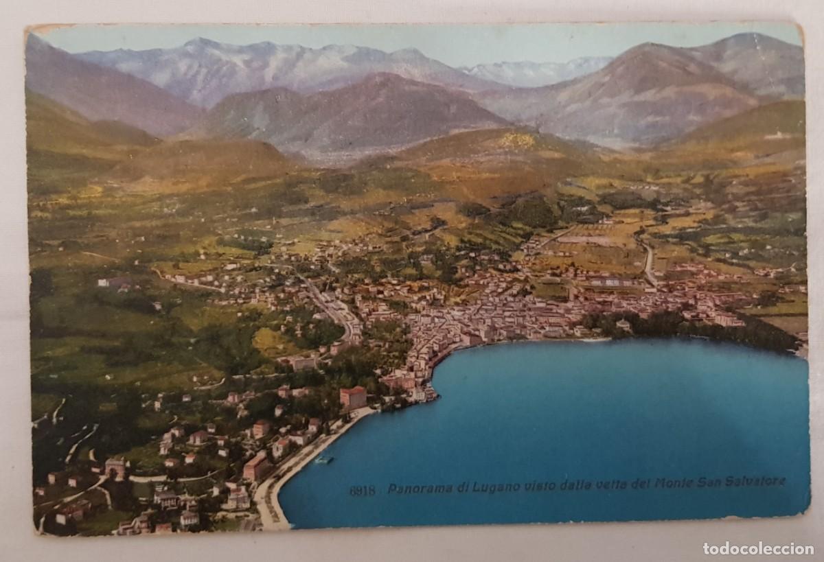 Cartoline: Antigua postal: Panorama di Lugano visto dalla vetta del Monte San Salvatore. SUIZA. Colortype Co.