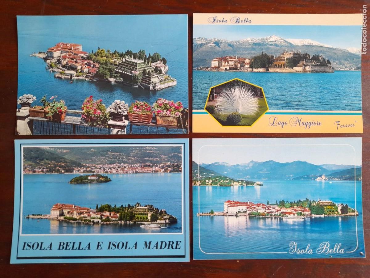 Cartes Postales: Una postal vintage Isola Madre Bella islas Borromeas en el Lago Maggiore Italia,4 tarjetas a ele