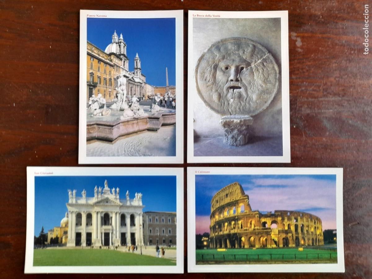 Cartes Postales: Una postal Plaza Navona, Boca Verita, bas&iacute;lica San Giovanni, Coliseo Roma Italia 4 tarjetas a elegir