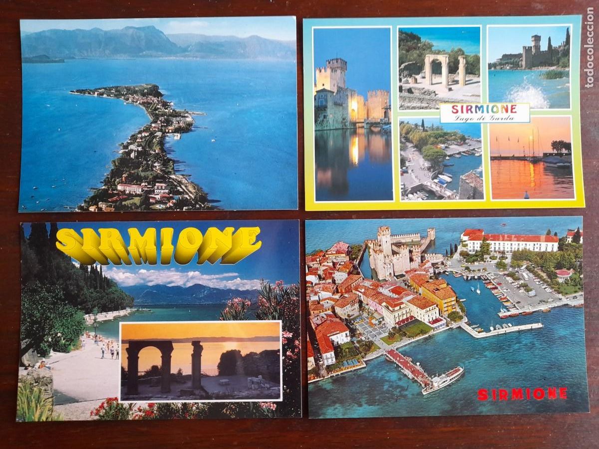 Cartes Postales: Una postal pen&iacute;nsula de Sirmione lago di garda, castillo roca Scaligera Italia 4 larjetas a elegir