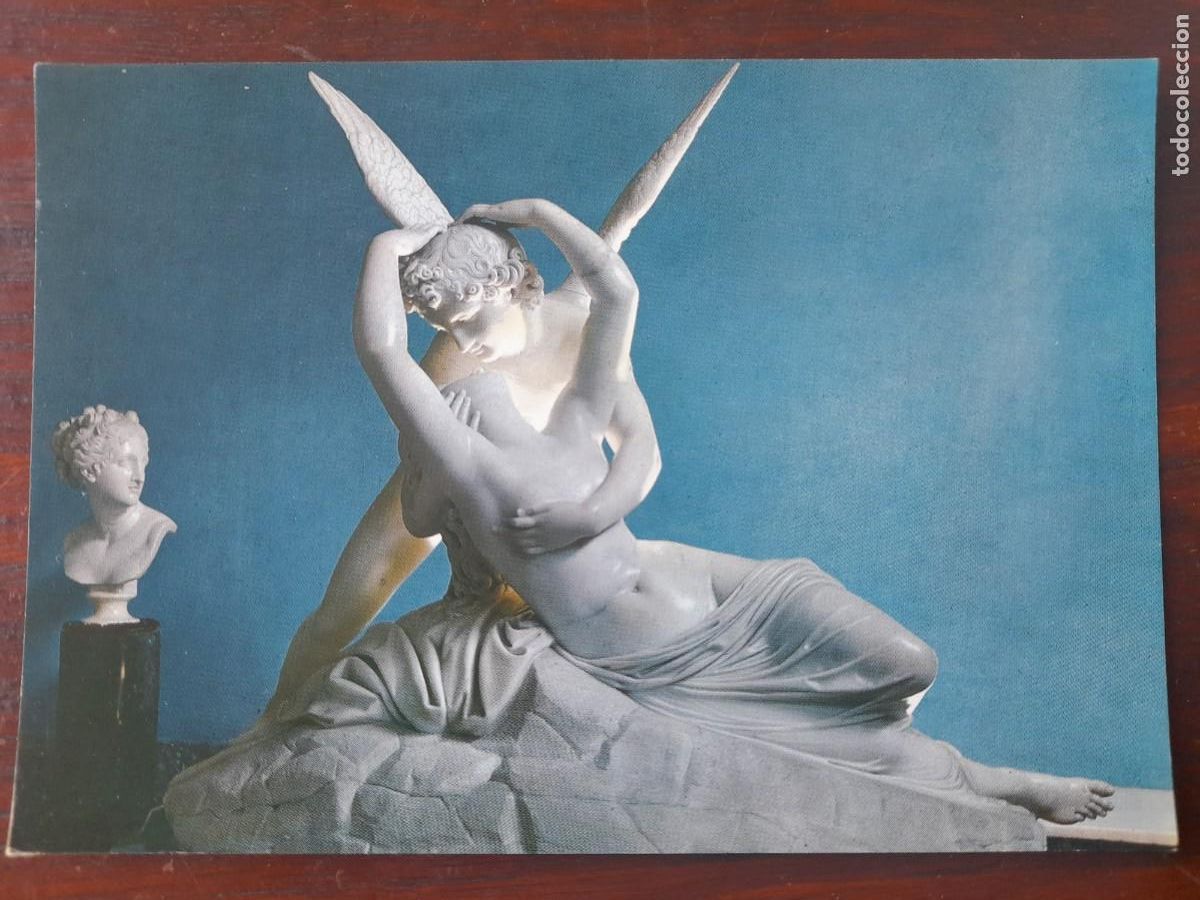 Cartes Postales: Postal vintage escultura Amore e Psiche, de A. Canova, ubicada en la villa Carlotta del lago di Como