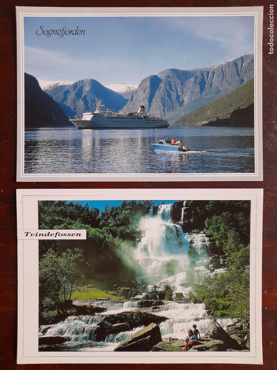Cartes Postales: Una postal cascada de Tvindefossen en Voss fiordo de Sognefjorden Sogn Noruega 2 tarjetas a elegir
