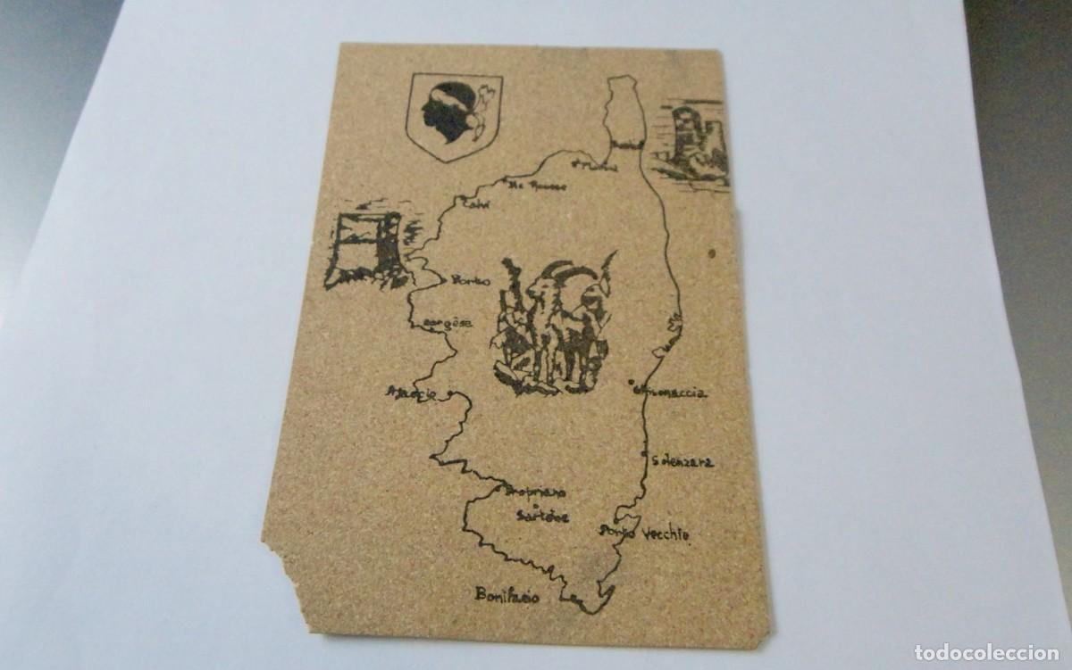 Postales: POSTAL FRANCIA. ISLA DE C&Oacute;RCEGA. HECHA EN CORCHO. ESCRITA. 14x9 cm