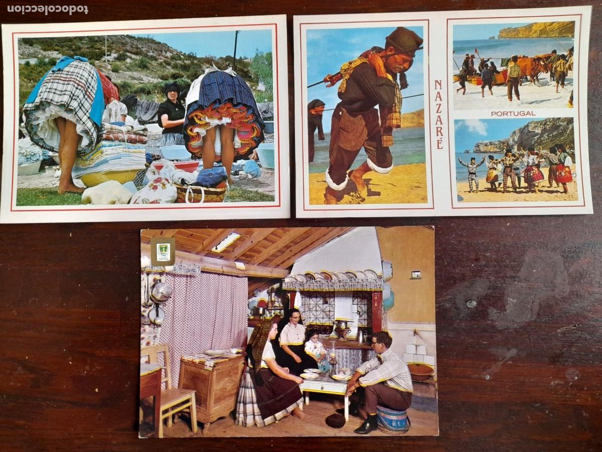 Postales: Una postal de lavanderas y Pescadores de Nazare en el valle do Tejo Portugal 3 tarjetas a elegir