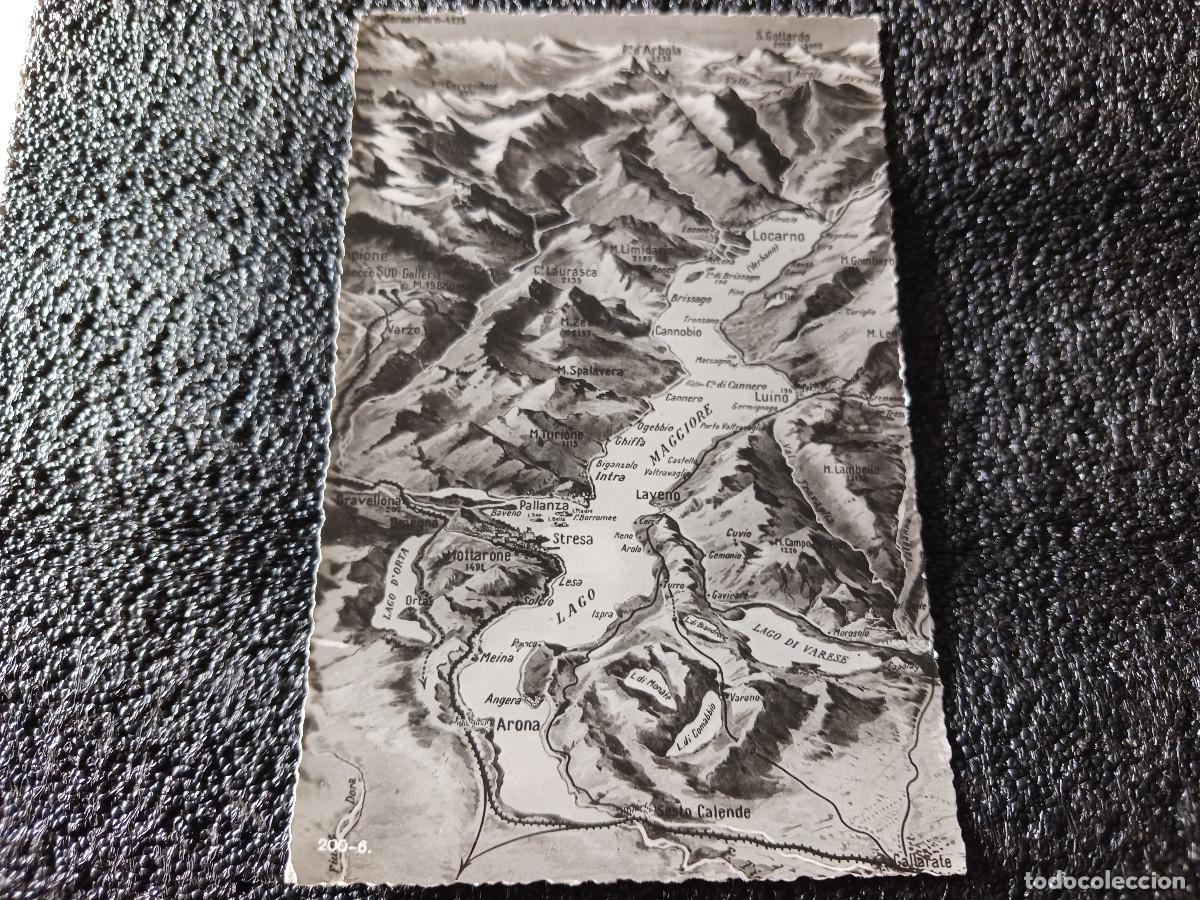 Cartes Postales: mapa fisico, lago magiore, lago di varese, ed. brunner