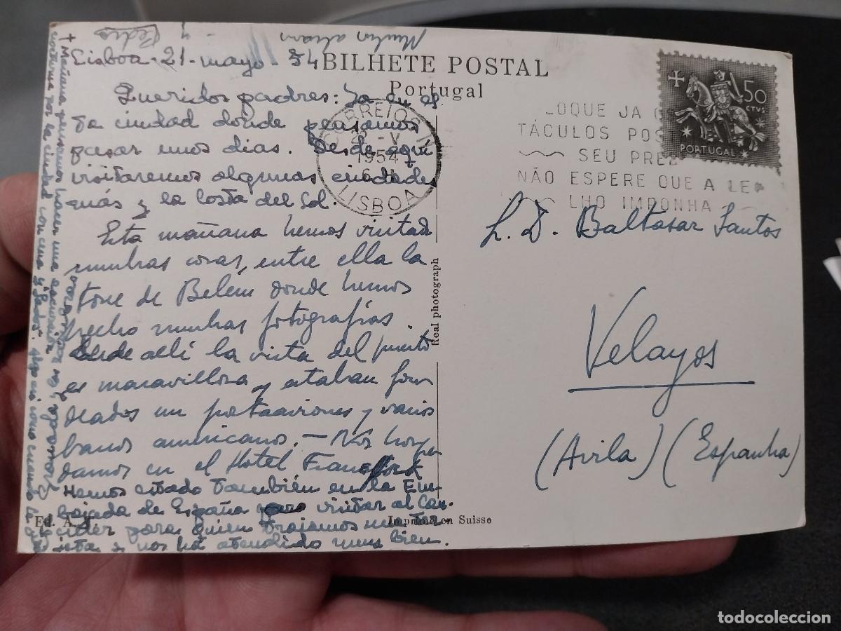 Postales: TORRE DE BELEM LISBOA POSTAL CIRCULADA 1954 - Foto 2