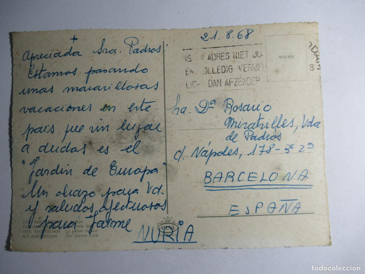 Postales: Postal Amsterdam escrita en 1968 - Foto 2