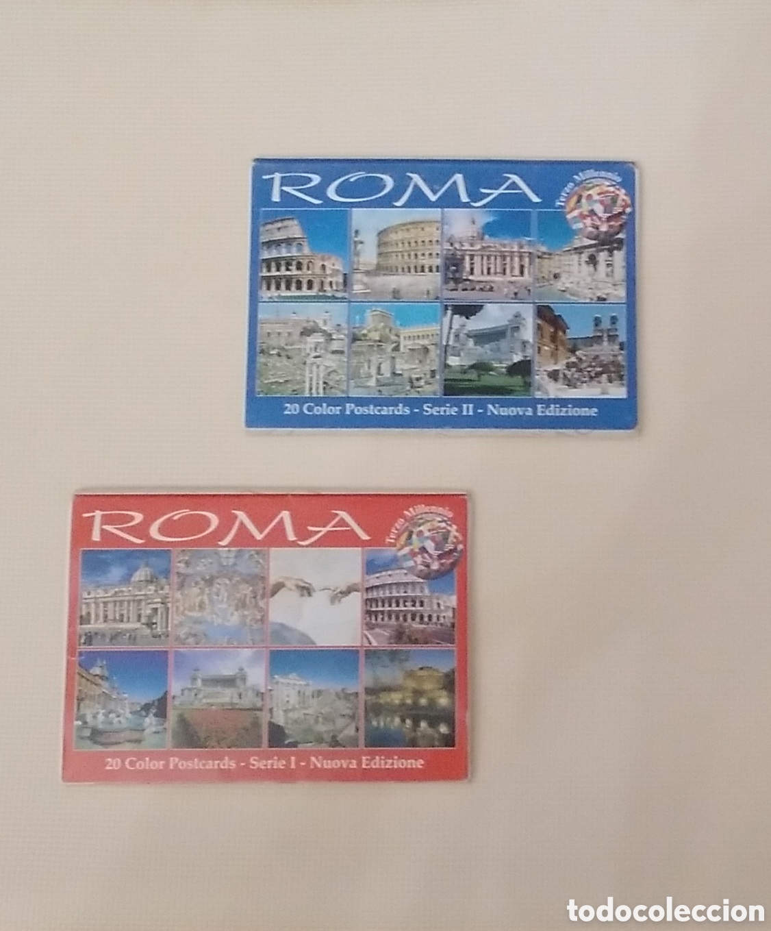 Postales: 2 carpetas con 20 postales Roma comienzos del 2000 - Foto 1