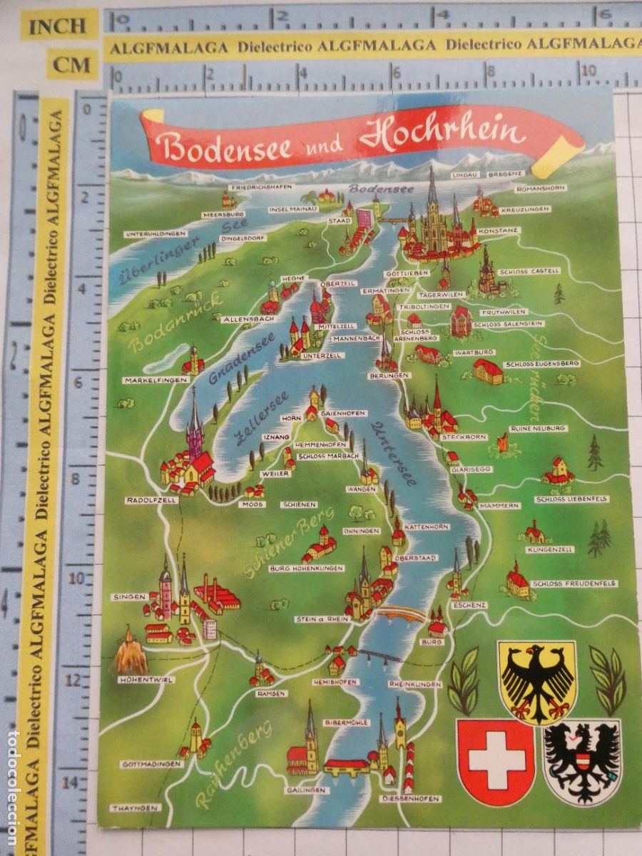 Cartes Postales: POSTAL DE ALEMANIA. MAPA PLANO MONUMENTOS HOCHRHEIN BODENSEE. 2668