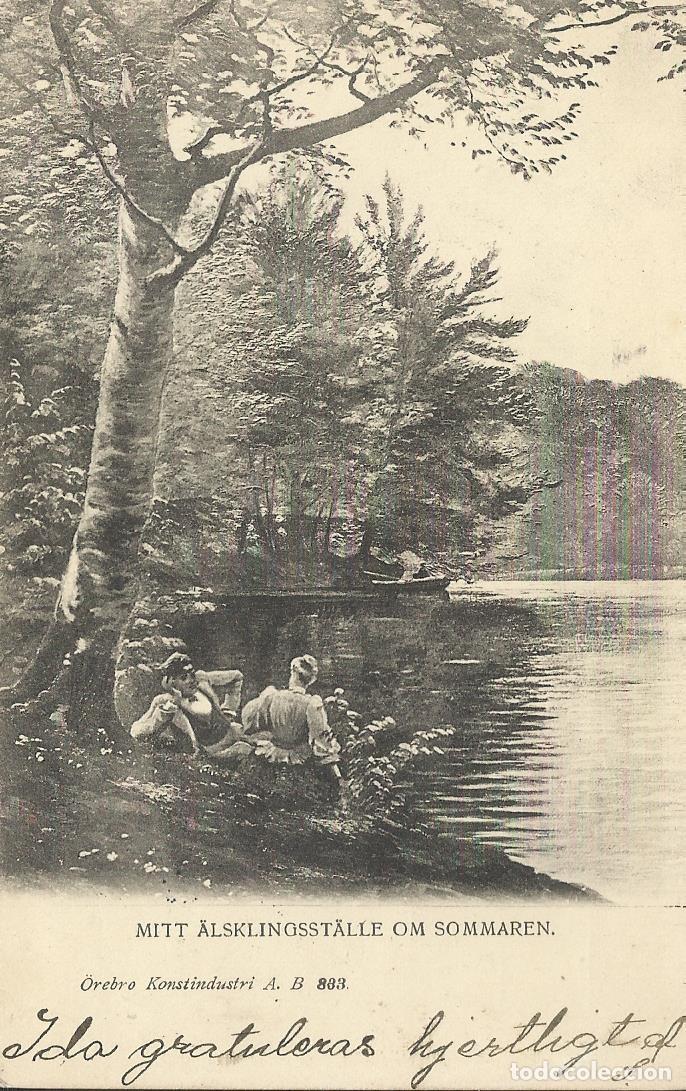 Postales: Mitt alsklingsstalle om Sommaren. Suecia. 9x14 cm. Postal. 1903. Escrita con sello.