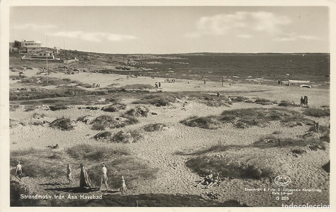 Postales: Strandmotiv fran Asa Havsbad Suecia. 9x14 cm. Postal. Escrita con sello. 1950.
