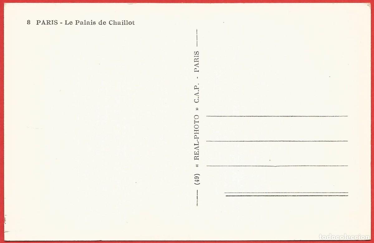 Postales: Francia - Paris : El Palacio de Chaillot - Foto 2