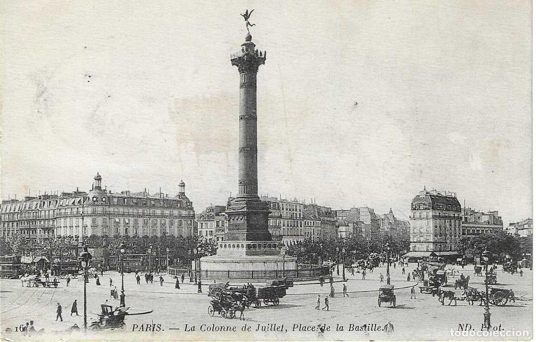 Postkarten: PARIS - LA COLONNE DE JUILLET, PLACE DE LA BASTILLE - ND. PHOT. - CIRCULADA 1915