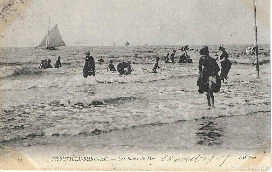 Postkarten: TROUVILLE-SUR-MER - 75. LES BAINS DE MER - ND. PHOT. - CIRCULADA 1909