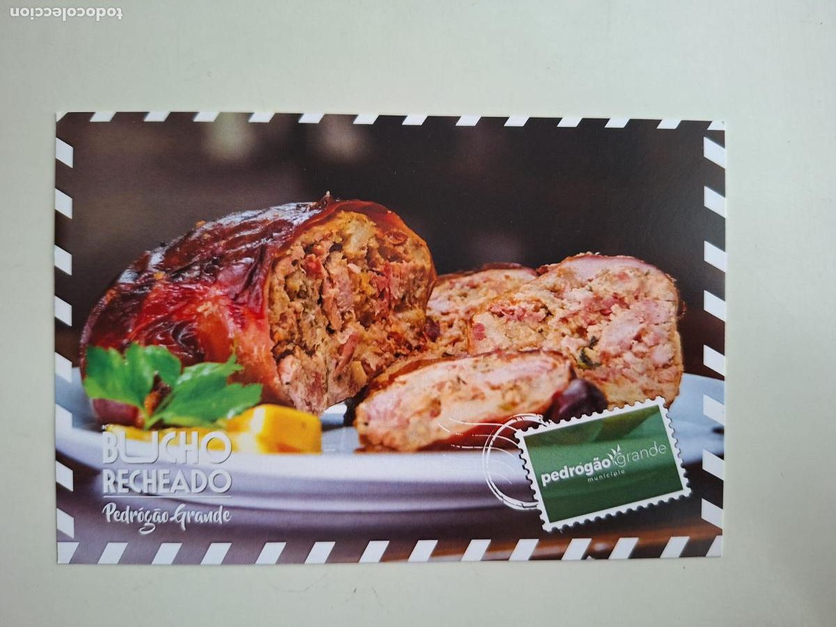Postales: Postal Bucho recheado Callos rellenos Pedr&oacute;g&atilde;o Grande Leiria Estremadura Portugal Gastronom&iacute;a