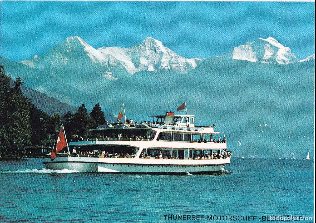 Postales: SUIZA, LAGO THUM, EL BL&Uuml;MLISALP, BARCO DE VAPOR DE PALETAS &ndash; ARTHUR BAUR 7049 &ndash; S/C