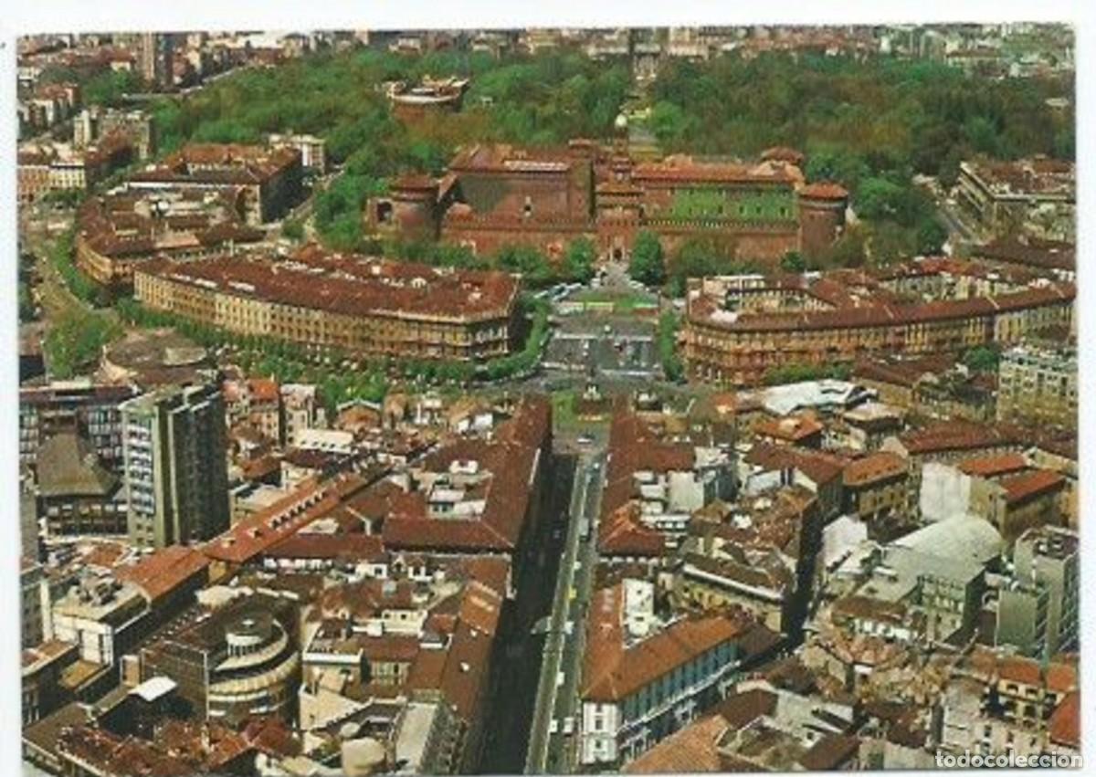 Postcards: DANTE ST., CAIROLI SQUARE, THE SFORZA CASTLE AND THE ARCH OF PEACE.- MILANO / ITALIA