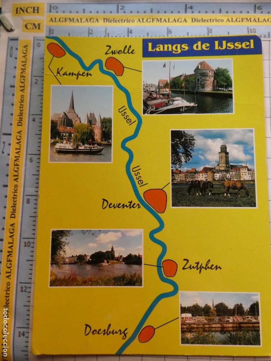 Postkarten: POSTAL DE PA&Iacute;SES BAJOS HOLANDA. PLANO MAPA LANGS DE IJSSEL. 1150