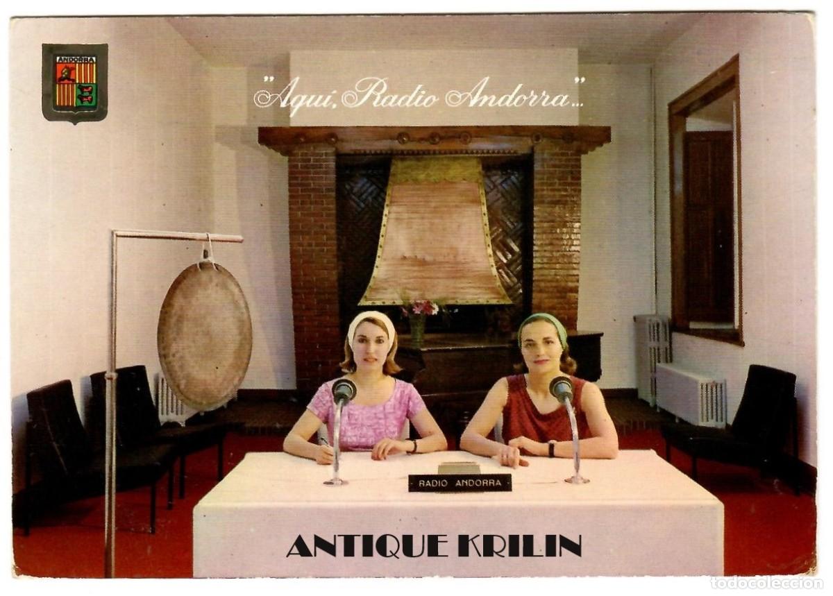 Postales: VALLS D'ANDORRA N&ordm; 1485 LOCUTORI EMISORA RADIO ANDORRA / ESCUDO DE ORO / SIN FRANQUEAR