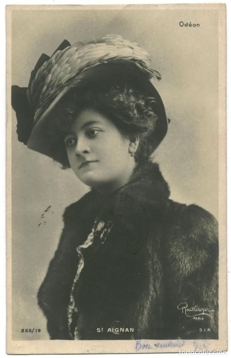 Postais: Postal actriz AIGNAN, St._SIP. 855_19. Od&eacute;on. Photo Reutlinger (1908)