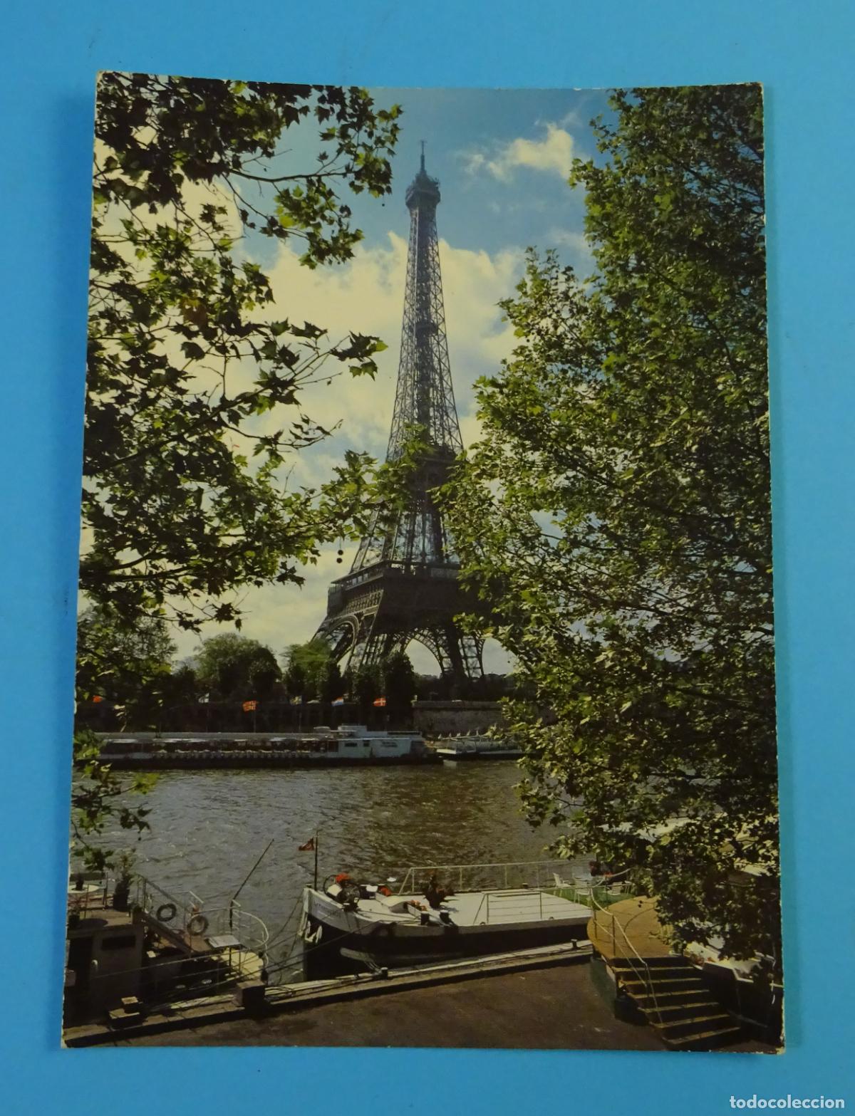 Postales: POSTAL LA TORRE EIFFEL Y EL SENA. PAR&Iacute;S. CIRCULA A VALENCIA - Foto 1