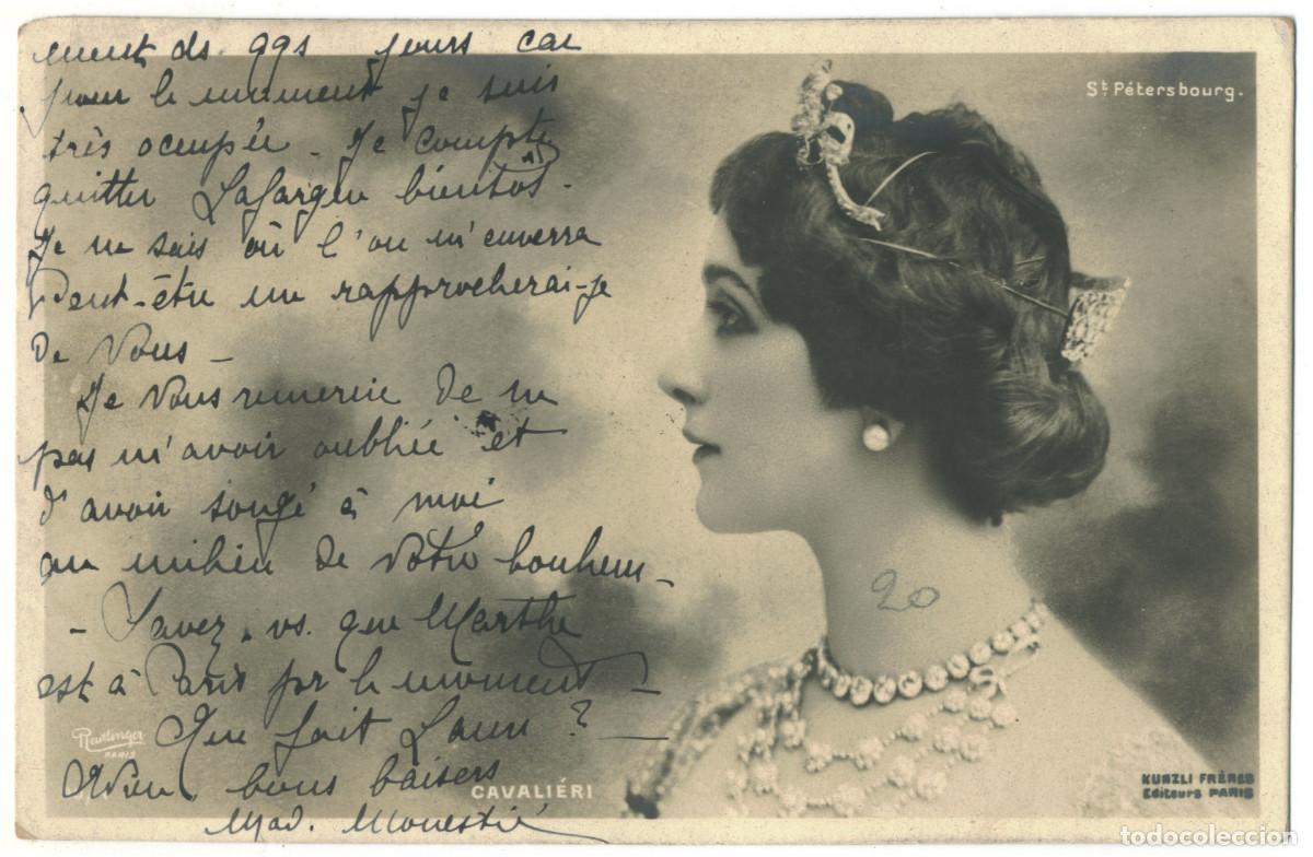 Postais: Postal soprano CAVALI&Eacute;RI, Lina_Kunzli. 90-4. St. Petersbourg. Photo Reutlinger (1905)