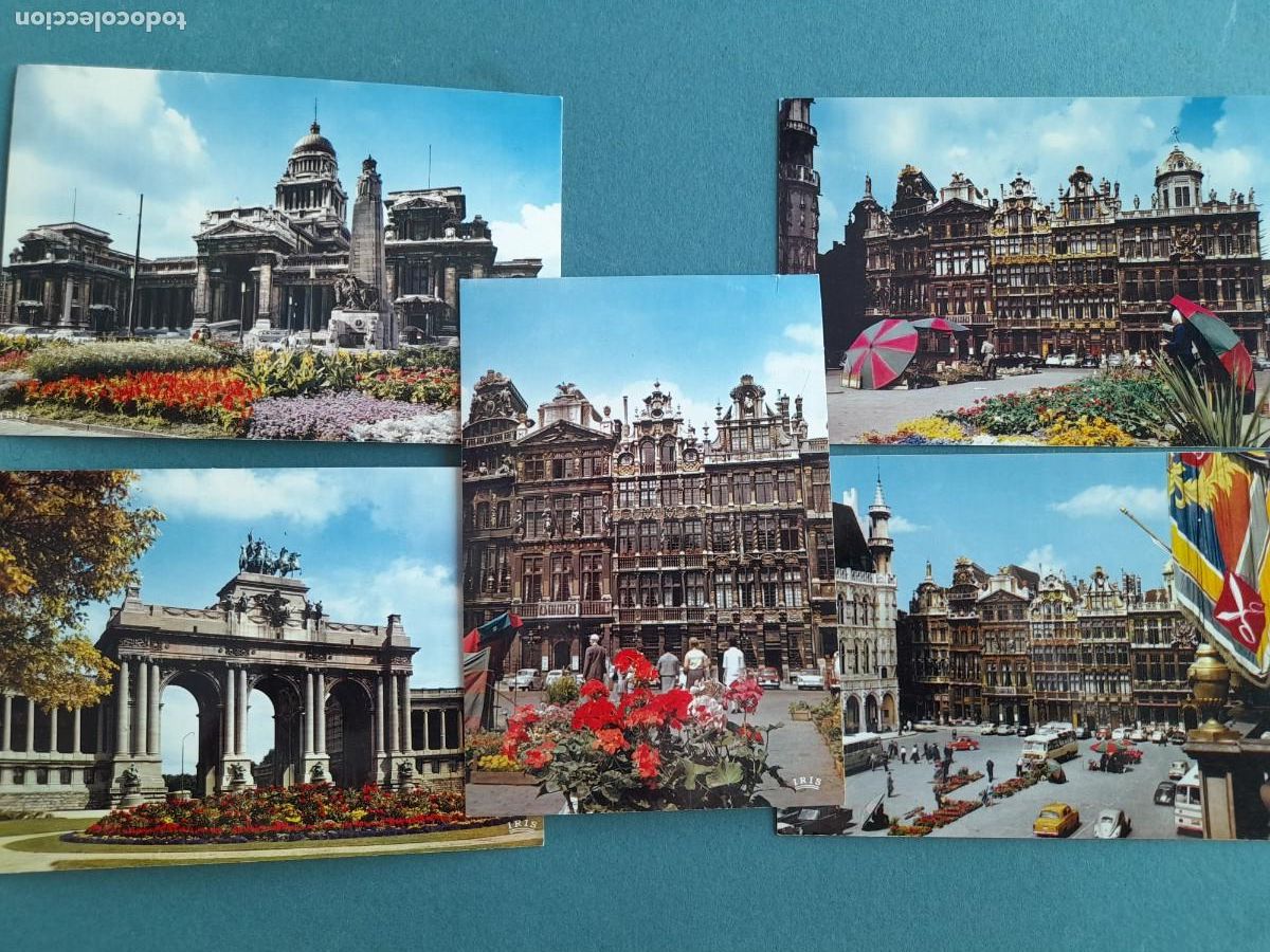 Postales: lote 5 postales bruselas / bruxelles, nells a&ntilde;os 70 aprox, escritas sin circular