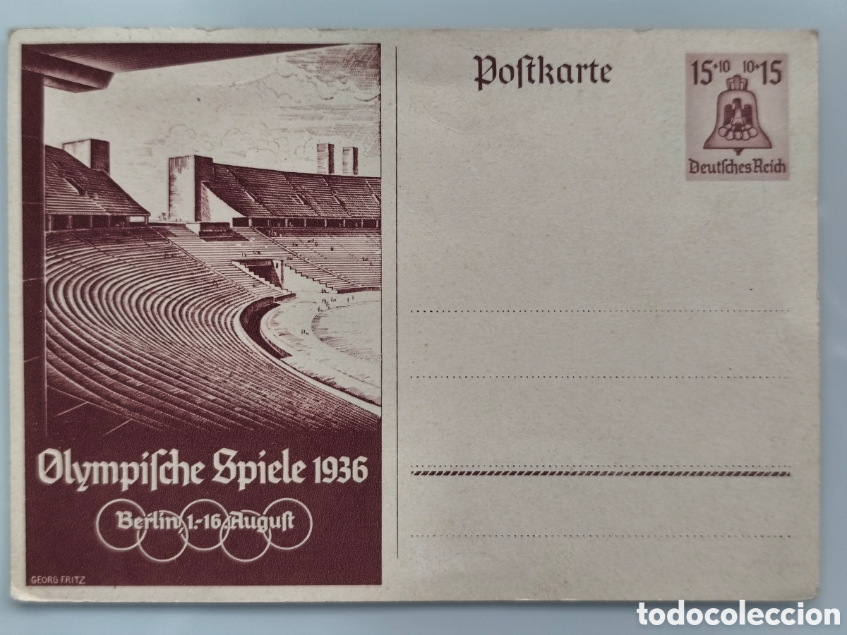 Postales: Alemania tercer Reich, sin usar entero Postal Juegos Olimpicos Berlin 1936, estadio Olimpico