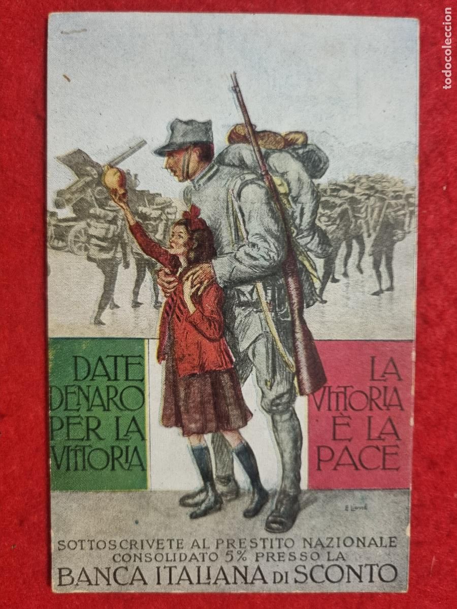 Postkarten: POSTAL ILUSTRADA ITALIA MILITAR BANCA ITALIANA DI SCONTO LA VICTORIA Y LA PAZ ORIGINAL P2125