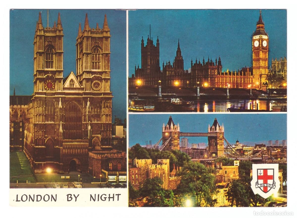 Postkarten: ENGLAND. LONDON BY NIGHT. WESTMINSTER ABBEY. THE HOUSES OF PARLIAMENT.TOWER BRIDGE.