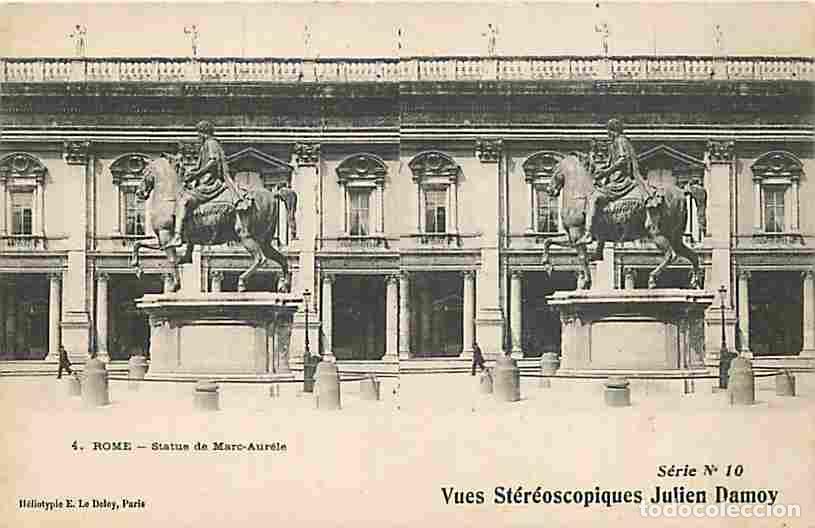 Cartoline: Italie - Rome - Statue de Marc-Aur&egrave;le - Vues st&eacute;r&eacute;oscopiques Julien Damoy - Carte Vierge - CPM - Voi
