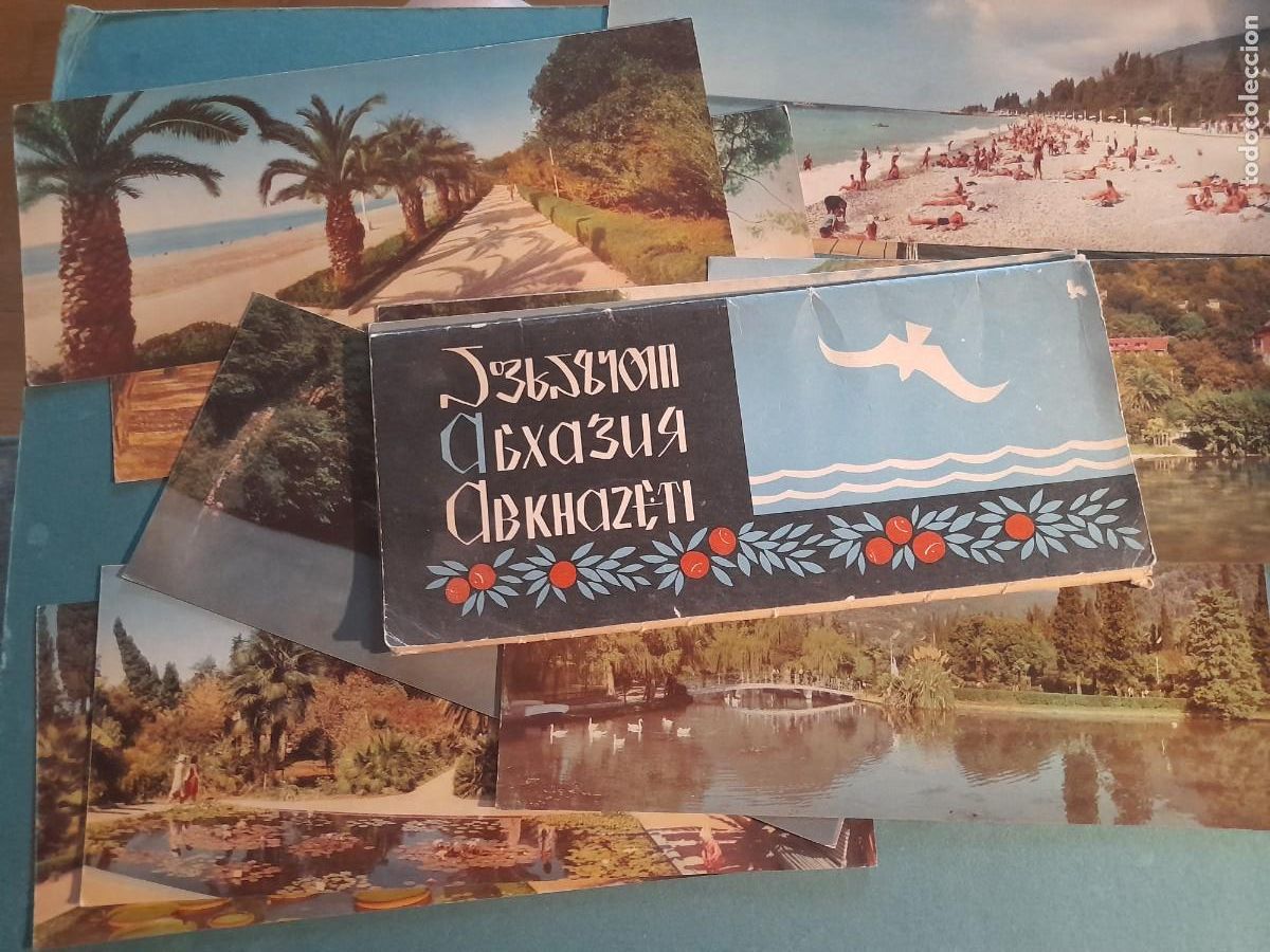 Postales: 12 postales de abjasia (georgia) en su sobre, 1969