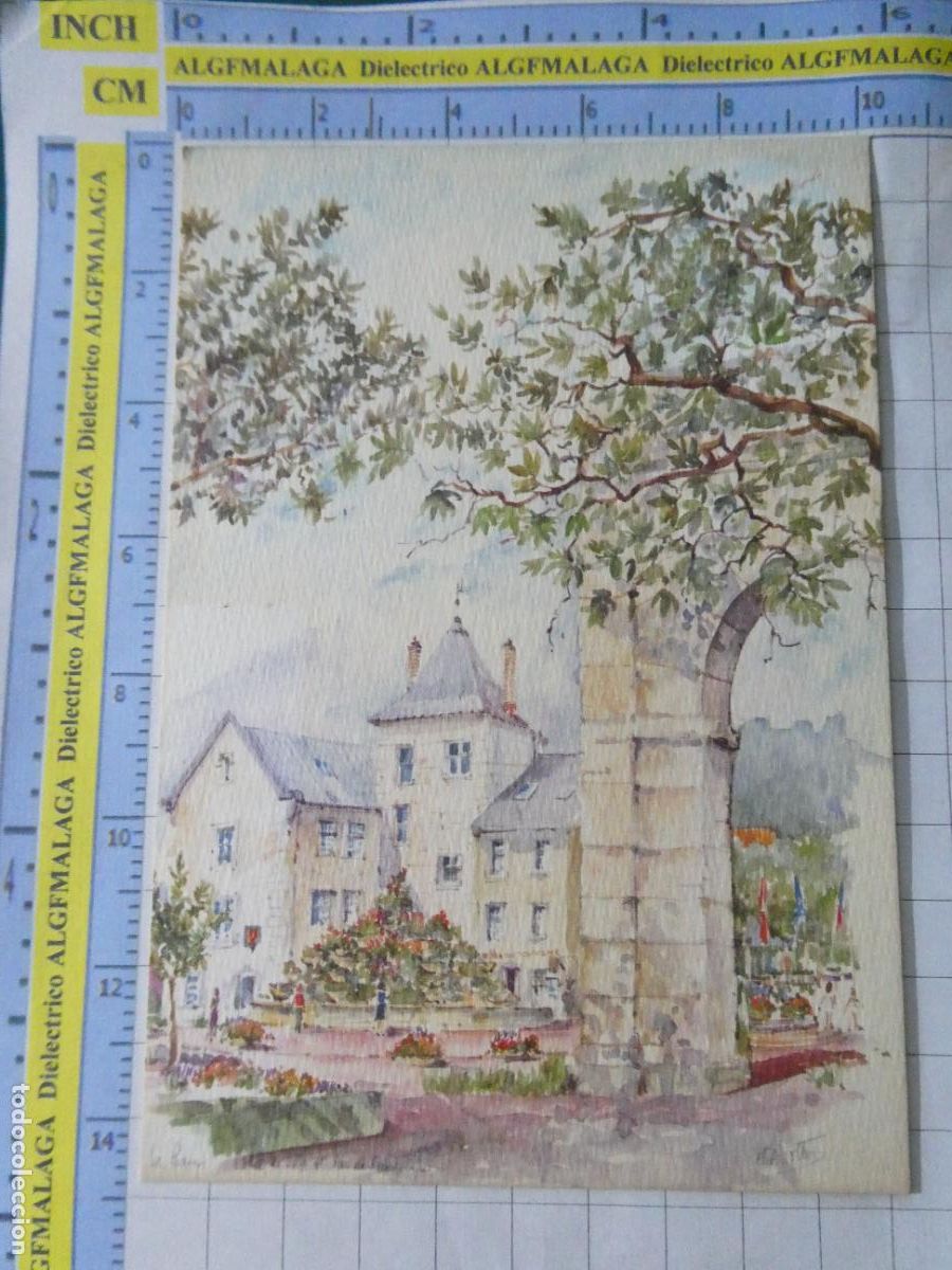 Postkarten: POSTAL DE FRANCIA. AIX LES BAINS ARC DE CAMPANUS ET HOTEL DE VILLE DIBUJO. 3650