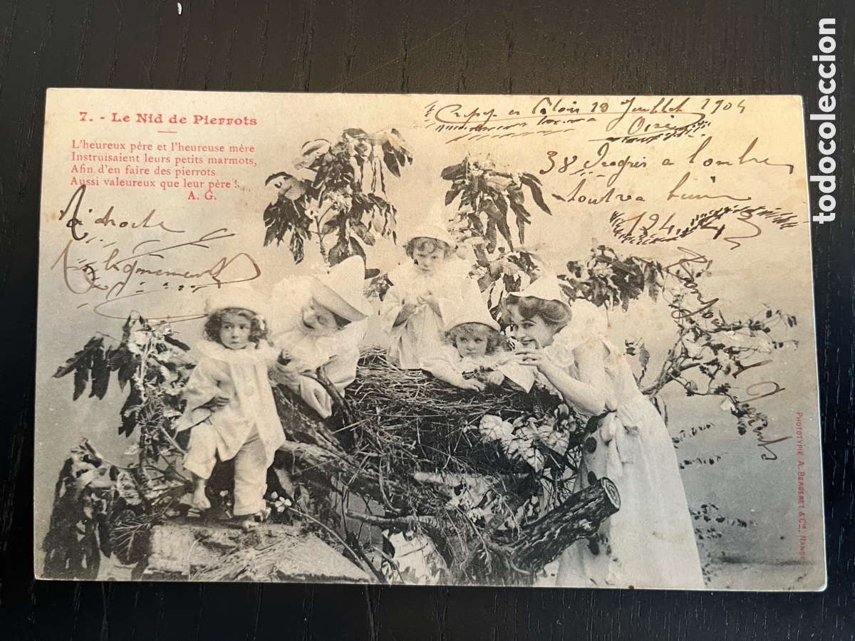 Postkarten: Postal Bergeret 1904. Le Nid de Pierrots. N. 7 n&uacute;mero siete.