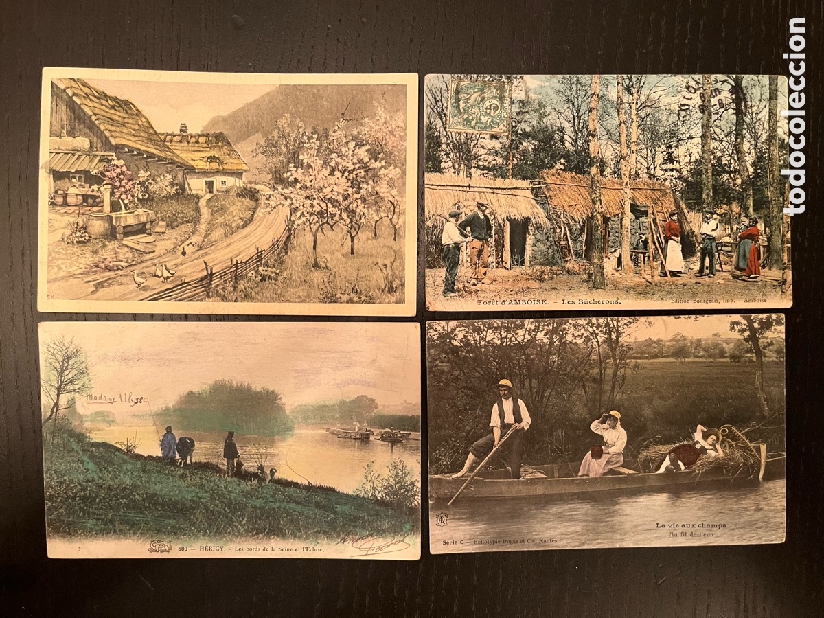 Postcards: Postales art&iacute;sticas francesas lote de cuatro