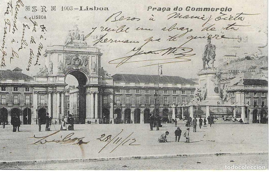 Postales: LISBOA - PRA&Ccedil;A DO COMMERCIO - CIRCULADA - 1912 - Foto 1