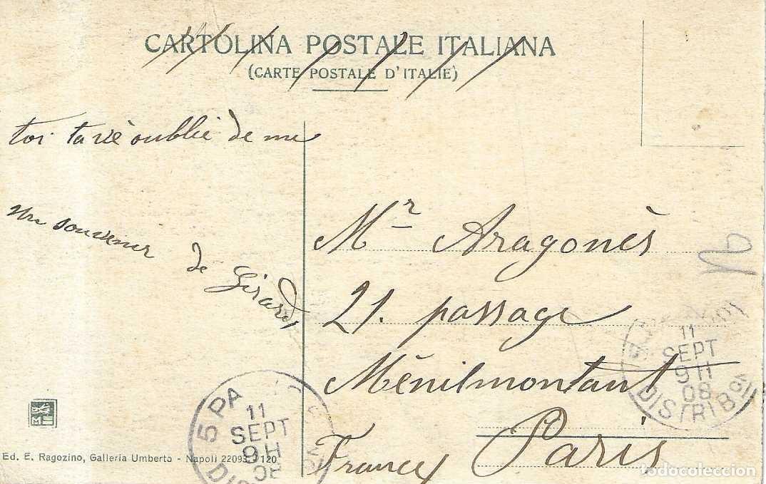 Postales: NAPOLI - VIA DEL MILLE - CIRCULADA 1908 - Foto 2