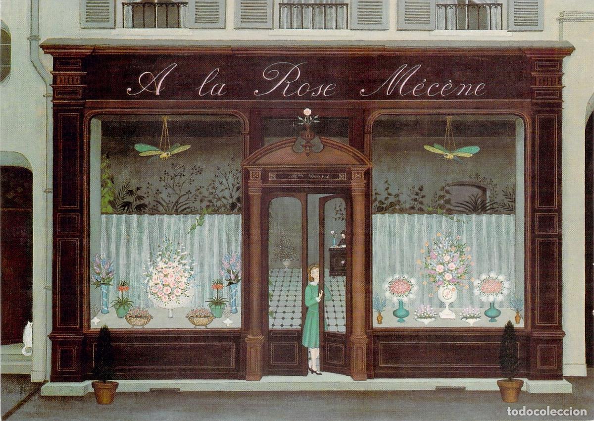 Postais: Postal Jacqueline Benoit &rdquo;A la Rose M&eacute;c&egrave;ne&rdquo; Tienda de Flores Arte Franc&eacute;s